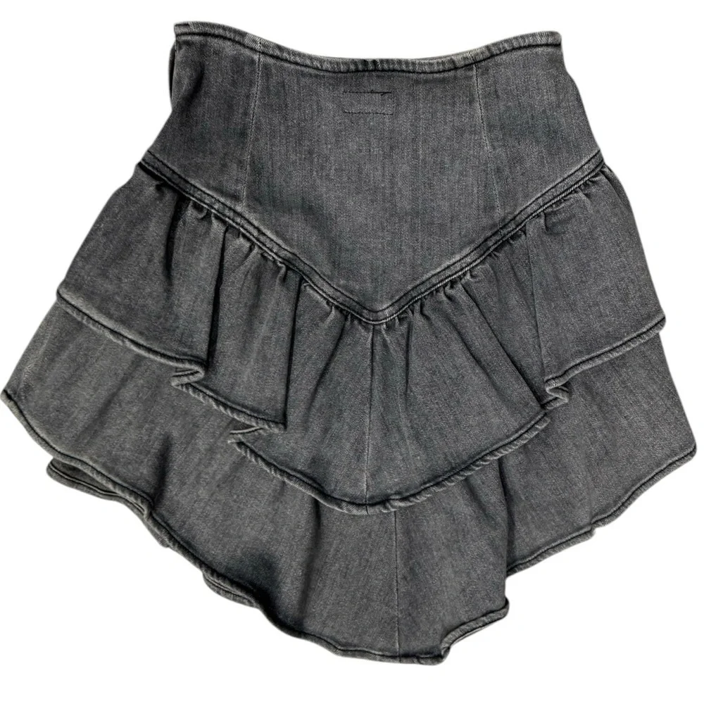 Mother NWT The Ruffle Tiered Mini Skirt Size 23 Dig Up Dirt Wash - Picture 5 of 9